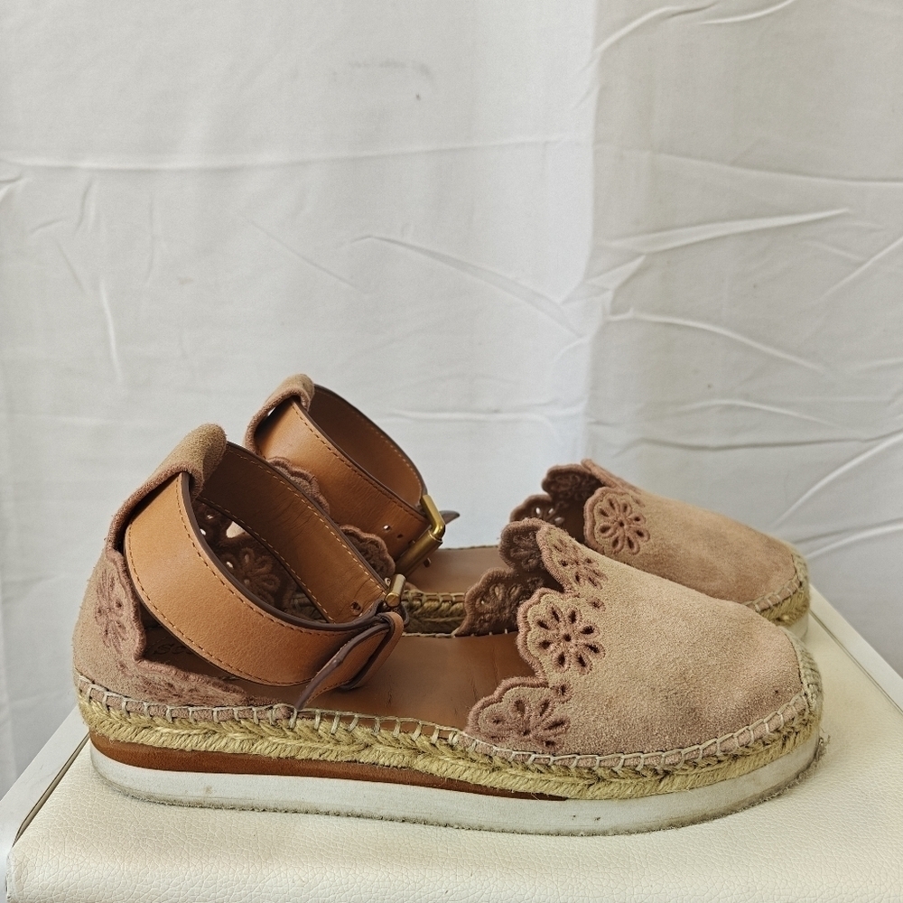 See by Chloe Scalloped Espadrilles In Blush Pink Size EU 37 US 7 Women's - Picture 7 of 16